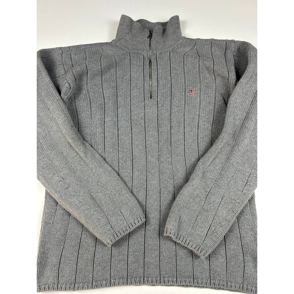 VTG Polo Jeans Co Ralph Lauren Knitted Sweater Men’s Large Heavy Cotton Gray